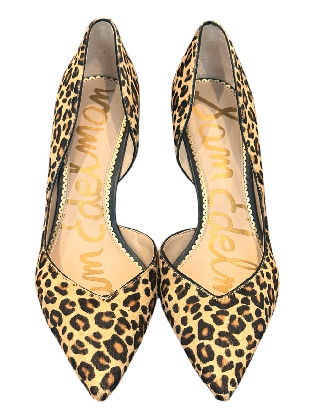 Sam Edelman Jari Leopard Printed Calf Hair on Leather D’Orsay Pointed Pumps 10 - Picture 3 of 8